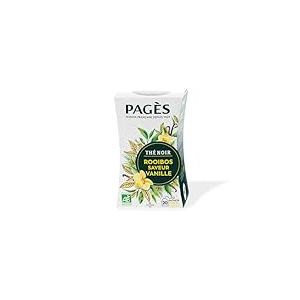 Pagès - Thé Noir BIO Rooibos - Saveur Vanille - Recette Gourmande et Équilibrée - Ingrédients 100% Issus de l'Agriculture Biologique - Boîte de 20 Sachets, 100% Végétal