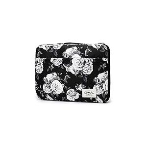 Kinmac – Housse de Protection à 360° étanche avec poignée pour MacBook Pro 16", Dell Inspiron 15 5515/5510 et Ordinateur Portable 14"-15" (Roses Blanches)