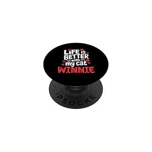 Nom du Chat Winnie Life is Better with My Cat Winnie PopSockets PopGrip Adhésif