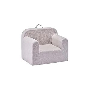 VEVOR Fauteuil pour Enfants Confortable, Chaise Enfant en Mousse avec Accoudoirs et Poign&eacute;e, Sofa Tout-Petits Amovible et Lavable, en &Eacute;ponge 28D et Peluche, pour Chambre et Salle de Jeux, Gris