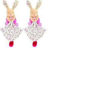 Baby Nat' - Pantin avec Doudou Lapin Poupi Rose 15 cm - Doudou Naissance en Peluche B&eacute;b&eacute; Fille - Pantin Lapin R&eacute;confortant - Jouet Eveil B&eacute;b&eacute; Facile &agrave; Attraper - Lavable 30&deg; - BN6036 (Lot de 2)