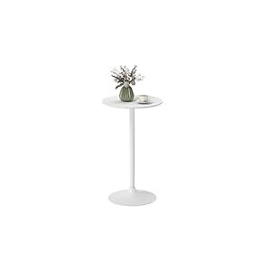 HOMCOM Table de Bar Ronde Table de Bistro Mange-Debout Table de Cuisine Style Contemporain avec Plateau Peint et Cadre en Acier dim. 60L x 60l x 102H cm Blanc