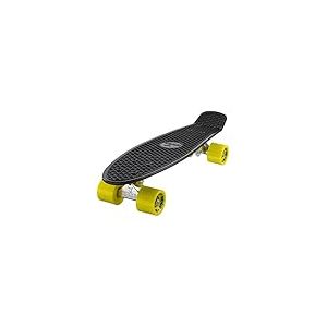 Ridge Original Retro Cruiser Skateboard Complet Mixte Adulte, Noir/Jaune, 55 cm x 15 cm
