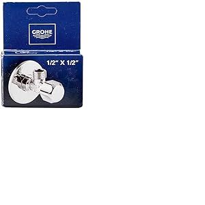 GROHE Technique de Sécurité - Raccord Mural à Clapet d'Angle 1/2 Pouce, Sortie 1/2 Pouce, avec Chambre à Graisse et Double Joint Torique 22032000, Gris