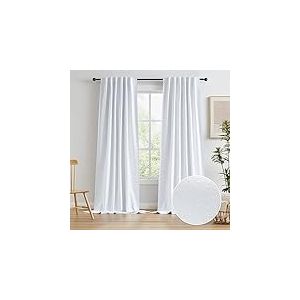 KEQIAOSUOCAI Lot de 2 Rideaux en Lin 100% occultants – Rideaux résistants pour terrasse, Salon, Poche à Pattes arrière – 127 x 304,8 cm de Long – Bordeaux – 3 m de Long