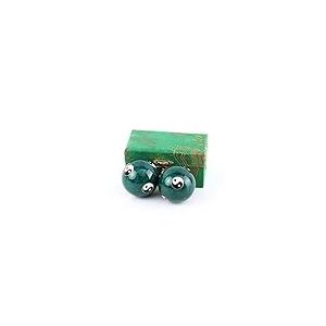 Lachineuse - Coffret Boules Qi Gong Yin Yang - Boules Chinoises Anti Stress en Émail ⌀ 45 mm - Boules de Santé - Coffret Cadeau Relaxation Zen - Objet Asiatique Japon Chine Feng Shui - Coloris Vert
