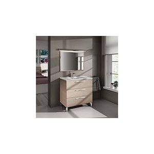Dmora - Meuble sous-vasque Palmdale, Meuble de salle de bain, Meuble avec 3 tiroirs et miroir, lavabo non inclus, 80x45h86 cm, Chêne
