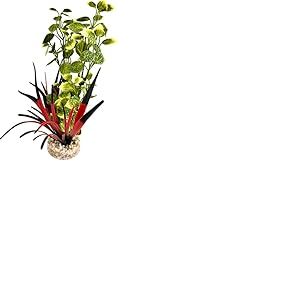 Tyrol - Plante d'Aquarium Artificielle - Décoration pour Aquarium - Plante en plastique sur Socle - Plante d'Intérieur Lotus - Ancrage Facile au fond de l'Aquarium - Fabriquée en France