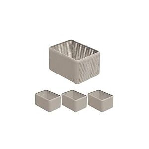 Rotho Madei Bo&icirc;te de rangement 13l, Plastique (PP) sans BPA, cappuccino, 13l (32.6 x 23.8 x 18.8 cm) (Lot de 4)