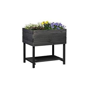 dobar® Jardinière surélevée Cube 2.0 avec Film pour Plantes et étagère – Jardinière surélevée pour Jardin en Bois – 78 x 58 x 78 cm – Anthracite