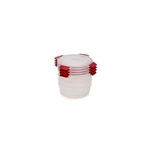 Joseph Joseph Nest Lock Set de Boîtes Alimentaires Ronds 4 Pièces, Empilable, Couvercles Hermétiques, Sans BPA, 1L