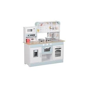 AIYAPLAY Cuisine Enfant Jouet d'imitation avec lumi&egrave;res et Sons r&eacute;alistes, dinette Enfant avec cafeti&egrave;re, Machine &agrave; gla&ccedil;ons, Micro-Ondes, Four et Rangement, pour gar&ccedil;ons et Filles de 3+ Ans, Blanc