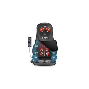 Snailax Siège Massant Shiatsu amélioré avec Chaleur, Masseur De Siège de Chaise avec compression pétrissage vibration, Coussin de massage pour le dos cou épaule, Cadeaux