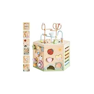 ROBUD Cube de motricité en Bois, Grand Jouet de motricité à partir de 1 an, Cube d'activité à partir de 12 Mois, Cube d'activité pour Tout-Petits