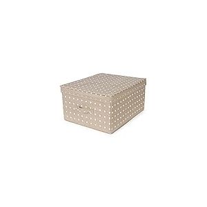 Compactor Boîte de Rangement Pliable avec Couvercle, polypropylène Non tissé et Carton, 40 x 50 x 25cm, Gamme Rivoli, Taupe et Blanc, RAN10904
