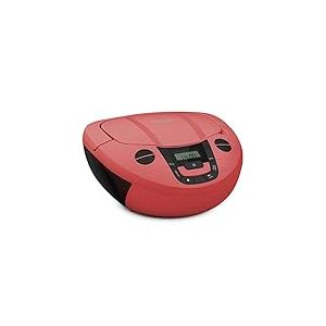 TechniSat Viola CD-1 - Lecteur CD stéréo Portable, Boombox avec poignée Pratique (Radio CD, Tuner Radio FM, réception Bluetooth, Puissance RMS de 2 x 1 W, Alimentation Secteur et Batterie) Rouge