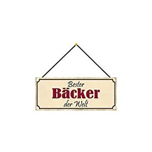 Schatzmix Bester B&auml;cker du Monde Plaque d&eacute;corative en m&eacute;tal avec Cordon Multicolore 27 x 10 cm