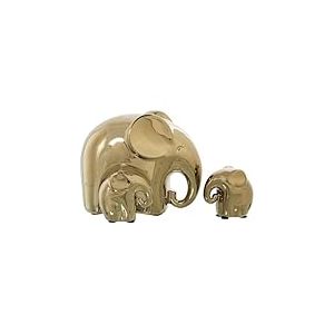 Alexandra House Living Set de Figurines dorées en céramique éléphant (3 pièces)