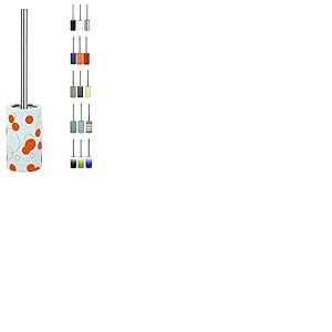 Spirella, Brosse WC avec Tube en Porcelaine avec Motif &agrave; Bulles Noir Orange Bubbles