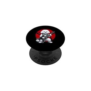 Bichon Frise Heavy Metal Guitar Rock Lover PopSockets PopGrip Adhésif