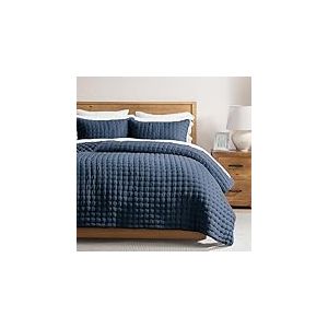 WDCOZY Parure de lit 3 pièces avec Housse de Couette et taies d’oreillers pour lit King-Size californien, Couverture matelassée Fine, légère et surdimensionnée, Bleu Marine, 299,7 x 269,2 cm