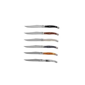 Pradel Excellence - PCOR009002 - Set de 6 Couteaux de Table Laguiole - Lames Microdent&eacute;es 11,5 cm Inox - Manches Panach&eacute;s ABS Effet Marbr&eacute; - Compatibles Lave-Vaisselle
