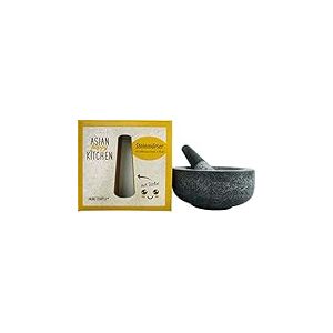 Jade Temple Kit avec mortier en pierre et pilon pour piler facilement et efficacement Mortier en granit massif de 18 cm de diamètre et 8,5 cm de hauteur