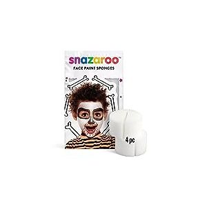 Snazaroo - Éponges Semi-circulaires Haute Densité à Pores Fins pour Peinture pour le Visage et le Corps - Lot de 4 - Facile à Utiliser et à Nettoyer, Blanc