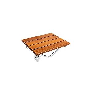 PrimeMatik - Si&egrave;ge de Douche Rabattable. Chaise Pliant en Bois Tropical et Aluminium 380x338mm