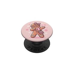 N&oelig;ud Coquette de No&euml;l en Pain d'&eacute;pice avec Motif l&eacute;opard Rose PopSockets PopGrip Adh&eacute;sif