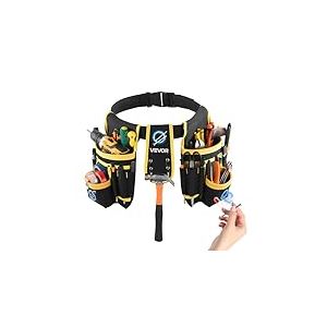 VEVOR Ceinture Porte Outil 28 Poches Ceinture &agrave; Outils Tour de Taille Ajustable 78,7-121,9 cm Sacoche Charpentier Amovible R&eacute;glable Sac &agrave; Outils pour &Eacute;lectricien Construction Homme Chantier Bricolage