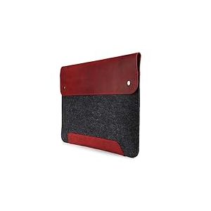 MegaGear Étui en Cuir véritable et Polaire pour MacBook 13,3" Rouge