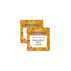 Twinings - Assortiment D&eacute;couverte Ayurveda - Infusion Gingembre Miel Citron - 40 Sachets - &agrave; D&eacute;guster Chaud ou Froid