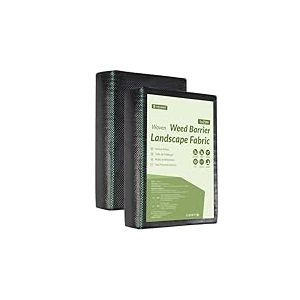 Velway Toile de Paillage 1x25M - Geotextile de Paillage Contre Les Mauvais Herbes en 100g/m² Fibres de Polypropylène Tissées Perméable à l'eau, Résiste Rayons UV, Anti Repousse - 2 Pièces 1x12,5M