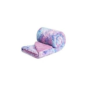 NEWCOSPLAY Couverture très Douce en Fausse Fourrure avec Envers en Sherpa – Chaude et Confortable – Décoration pour Chambre, canapé, Sol (Arc-en-Ciel Violet, Taille Couvre-lit (101,6 x 127 cm))