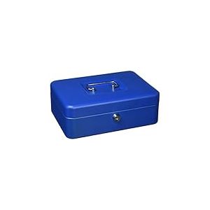 Q-Connect 27586 Caisse Monnaie Structure Acier &Eacute;paisseur Plateau Amovible Espace Billets Plastique Bleu