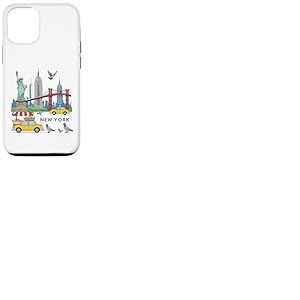 Souvenir de New York City USA pour Enfants, Taxi, Pigeon Jaune Coque pour iPhone 12/12 Pro