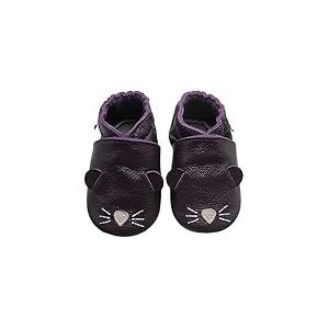 Bemesu chaussures rampantes pour bébés premiers marcheurs chaussons en cuir chaussons pour enfants en cuir souple pour filles et garçons souris violet (XL, EU 23-24)