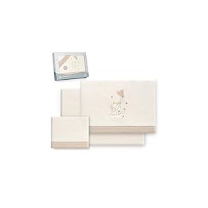 Interbaby - Parure de draps pour Berceau 60 x 120 cm | Drap en Polaire Corail Doux et Chaud | Comprend Un Drap-Housse, Un Drap de Dessus et Une taie d'oreiller | Ballon cœur éléphant