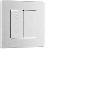 BG Electrical PCDBSTDS2W Interrupteur variateur d'intensité double tactile 2 voies Plaque avant sans vis Evolve Acier brossé