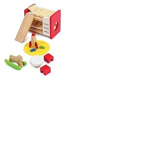 Jouet Hape - Ensemble Chambre Enfant pour Maison de Poup&eacute;e en Bois - Accessoires Chambre Enfant en Bois Lit Superpos&eacute; - Jouet pour Fille et Gar&ccedil;on - Jeux pour Enfant &agrave; partir de 3 Ans -