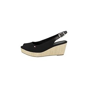 Tommy Hilfiger Chaussures Femme Semelles Compens&eacute;es Espadrilles Iconic Elba Sling Back Wedge Talon Compens&eacute;, Noir (Black), 37 EU