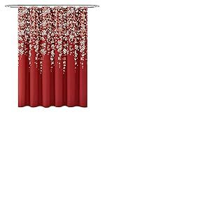 Lush Decor Rideau de Douche Fleur pleureur Rouge Simple 183 x 183 cm