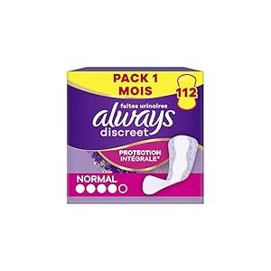 Always Discreet, 112 Protège-Slips Incontinence Femme, Normal, Protection Intégrale pour Fuites Urinaires Très Légères, Pack 1 Mois