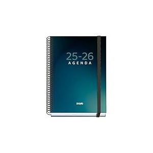Dohe - Agenda Scolaire 2025 2026 - Jour Page, Taille A5 (15x21 cm), Espagnol et Anglais, Septembre à Juin, Reliure Spirale et Gomme, Couverture Rigide, 4 Pages de Stickers - PRIME Boreal