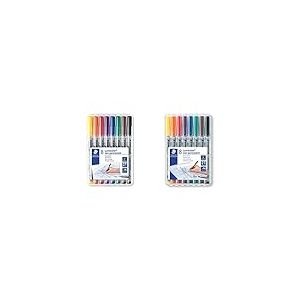 Staedtler Lumocolor 315, Feutres non-permanents à pointe moyenne pour toutes les surfaces, Sans xylène ni toluène, Set de 8 couleurs lumineuses, Pointe ogive 1.0 mm, 315 WP8