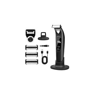 Carehabi Tondeuse Intime Homme, Tondeuse Corps Homme IPX6 &Eacute;tanche avec LED, Guides de Coupe et Support, Tondeuse Corps Visage Humide/Sec pour Barbe, Parties Intimes, Poitrine, Jambes