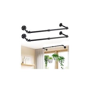 Bigmeta Lot de 2 Supports de Plantes d'intérieur à Forte capacité de Charge - Tige en métal Noir pour décoration Murale et Plafond (chaîne de Pot et Plante Non incluses)