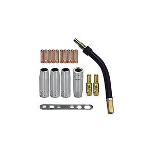 RIVERWELD MIG MAG Co2 Électrodes Contact M6 140,0059 0,8mm Buse Conique Gaz 145.0075 Support Pointe de Soudure 002.0078 Col de Torche 002.0009 pour Torche de soudure 15AK MB15 CO₂ 18 pièces