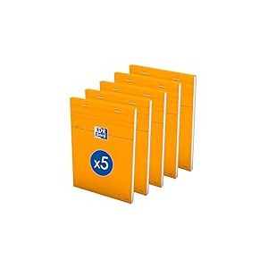OXFORD Lot de 5 Bloc-Notes Orange A5 Petits Carreaux 5mm 80 Feuilles Agraf&eacute;es Couverture Carte Enduite Orange